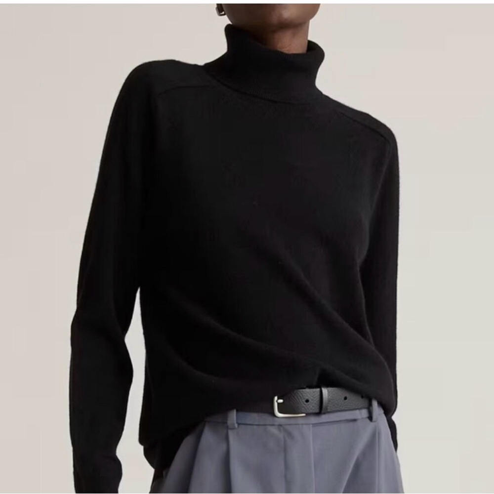 NWT Quince Mongolian Cashmere Black Turtleneck Sweater Medium